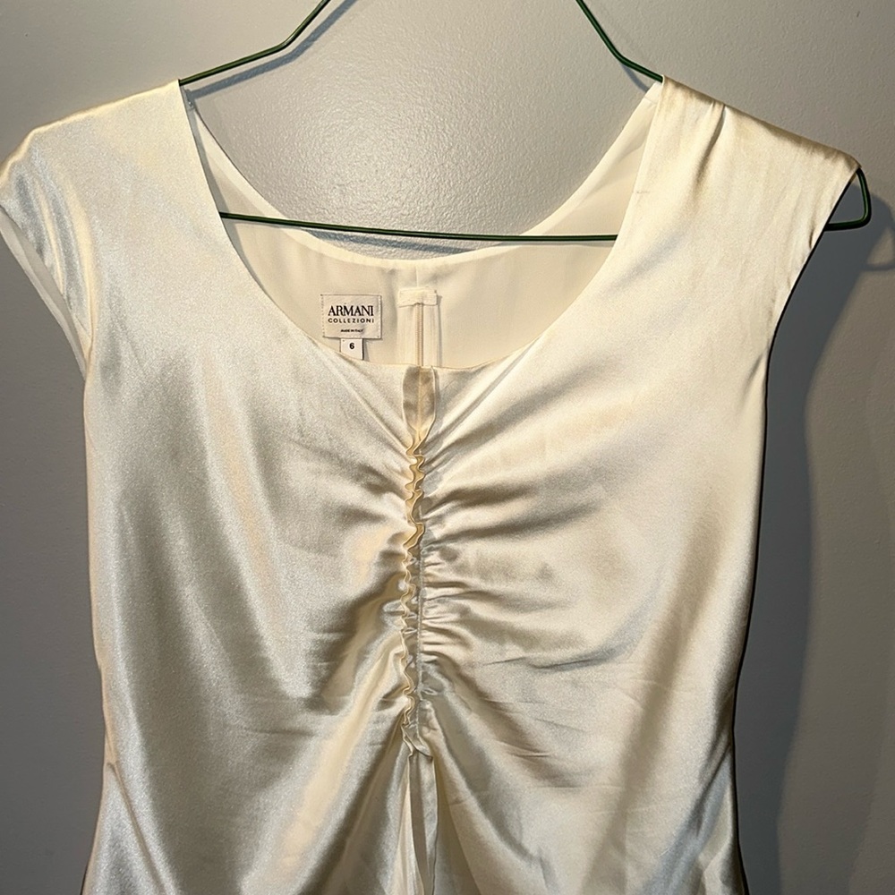 Armani Collezioni cream silk cap sleeve top